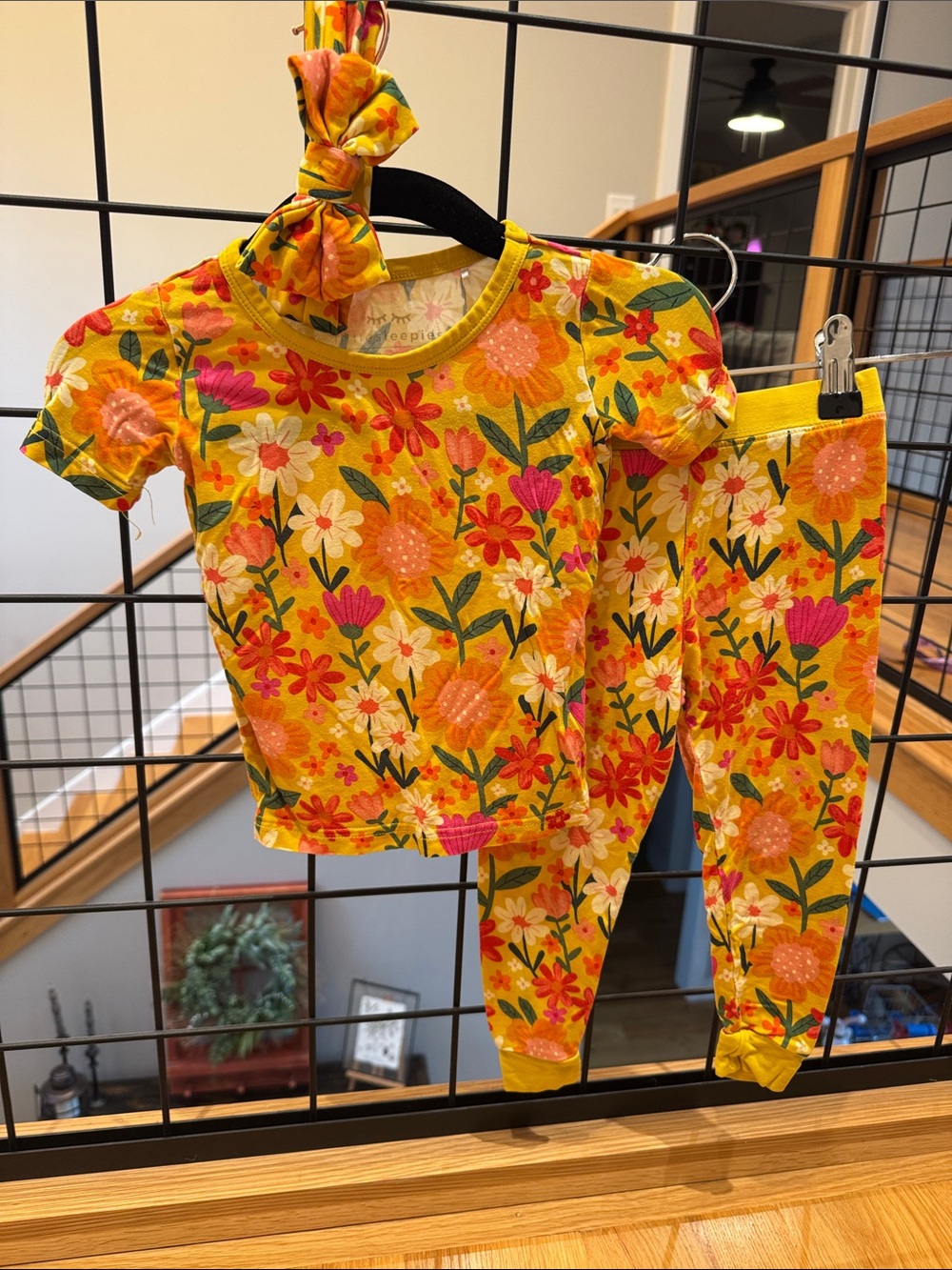 Little Sleepies Sunny Garden Two-Piece Pajama Set with Matching Bow